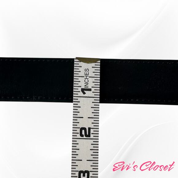 Black Belt Gold Buckle Split Cow Hide Bonded Lined Sz 36 - Picture 8 of 8